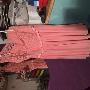 NWOT Elegant Coral Lace Kids Dress